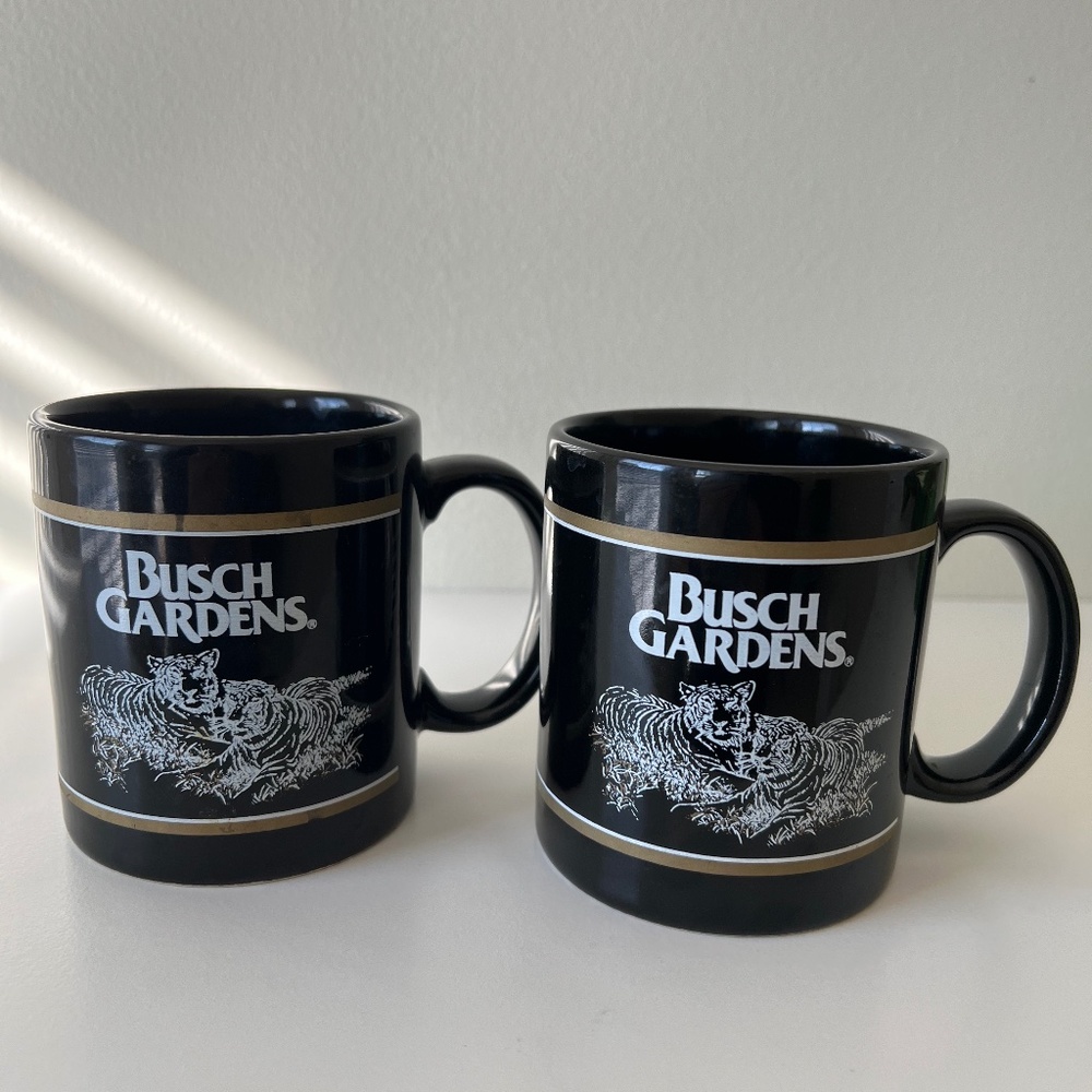 Vintage Set of Bush Gardens Mugs White Tigers